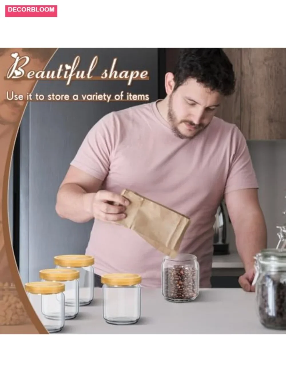 16 Pack Glass Canister Set, 17 oz Food Storage Jars with Bamboo Airtight Lids